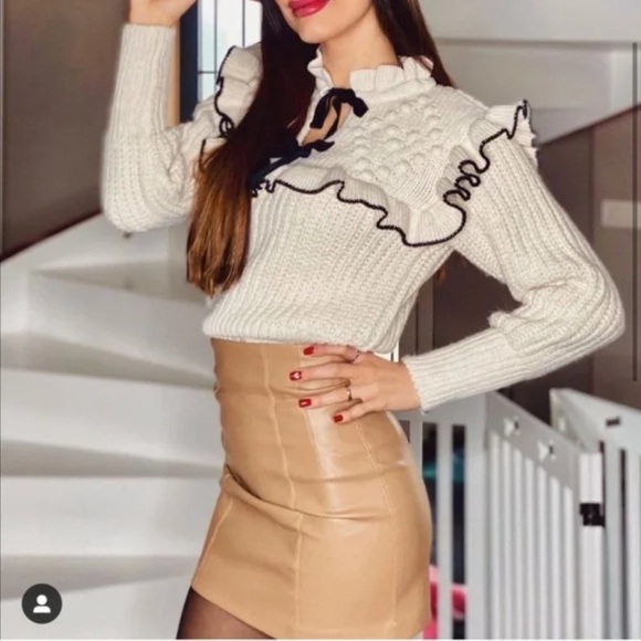 Zara bow kint sweater top black and cream NWT - Picture 6 of 10